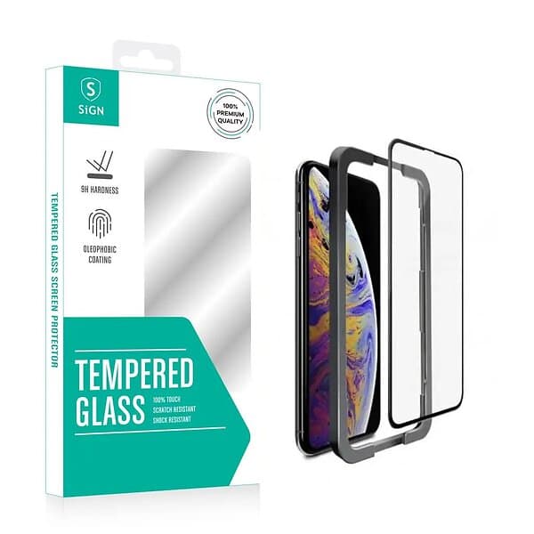 SiGN Heltäckande Skärmskydd i Härdat Glas för iPhone 15 Pro Max med Monteringsra