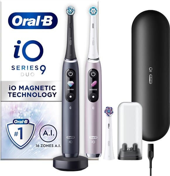 Oral-B iO9 Duo, Charging Travel Case, 1 extra refill