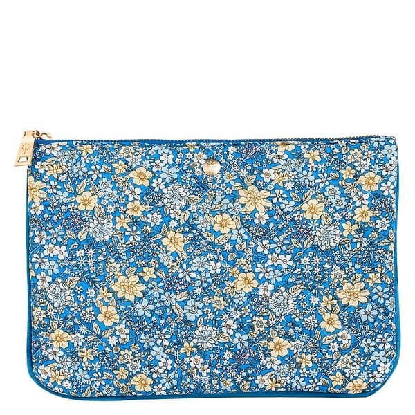 Fan Palm Blue Flower Clutch