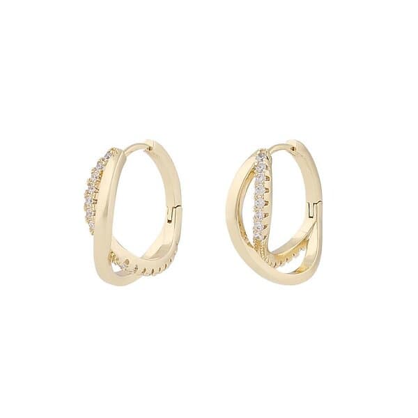 Snö Of Sweden Ace Double Round Earring Gold/Clear