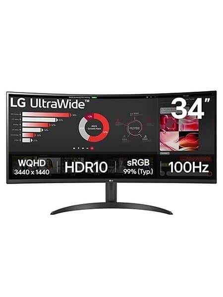 LG 34" UltraWide 34WR50QK-B UWQHD (3440x1440) 100Hz Curved