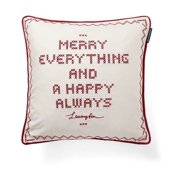 Lexington Happy always kuddfodral 50x50 cm Vit-röd