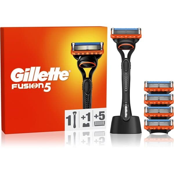 Gillette Fusion5 rakapparat med ställ extra rakblad 5 st. male