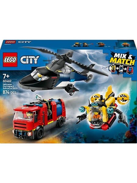 LEGO City 60462 Helicopter, Fire Truck & Submarine Remix