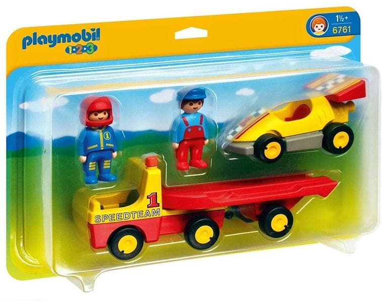 Playmobil 1.2.3 6761 Racing Car with Transporter 