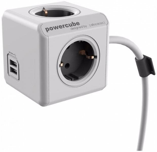 Allocacoc PowerCube Extended 4-Way 2xUSB 1.5m