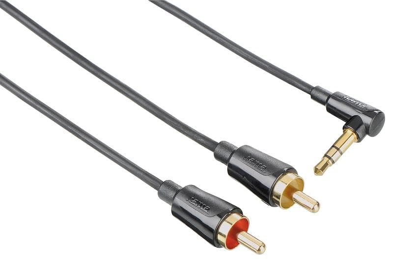 Hama 3 Stars Flexi-Slim 3.5mm (angled) - 2RCA 0.75m