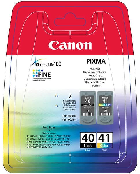 Canon PG-40 (Sort) + CL-41 (3-farve)