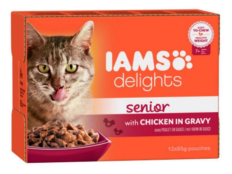 Iams Cat Delights Senior Chicken Gravy 12x0.085kg