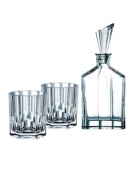 Nachtmann Aspen Carafe 75cl With 2 Whisky Glass 32.9cl