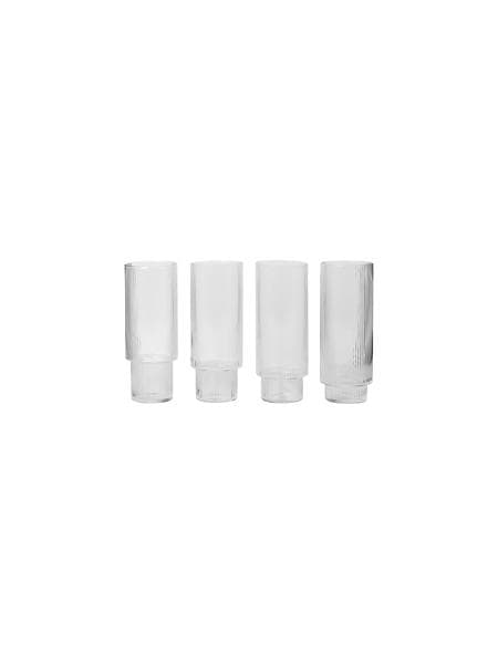 Ferm Living Ripple Longdrinksglas 30cl 4-pack