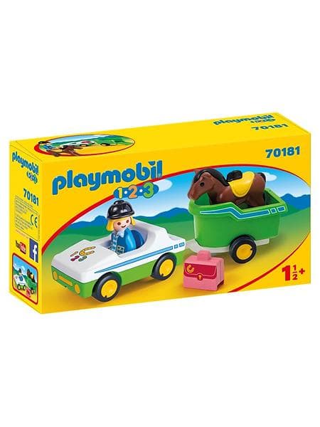 Playmobil 1.2.3 70181 Car with horse trailer