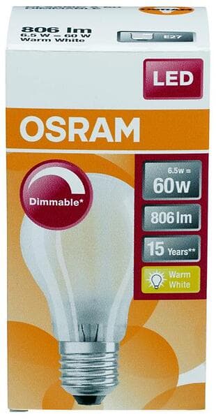 Osram Led Cla 60 6.5W E27 Matt Dim