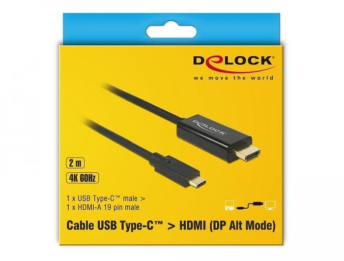 DeLock 4K 60Hz USB C - HDMI 2m