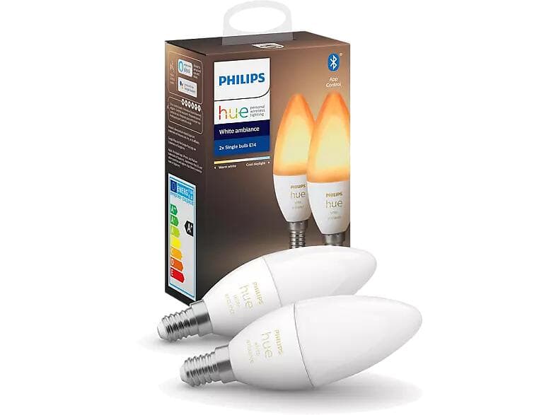 Philips Hue White Ambiance LED E14 B39 2200K-6500K 470lm 4W 2-pack (Dimmable)