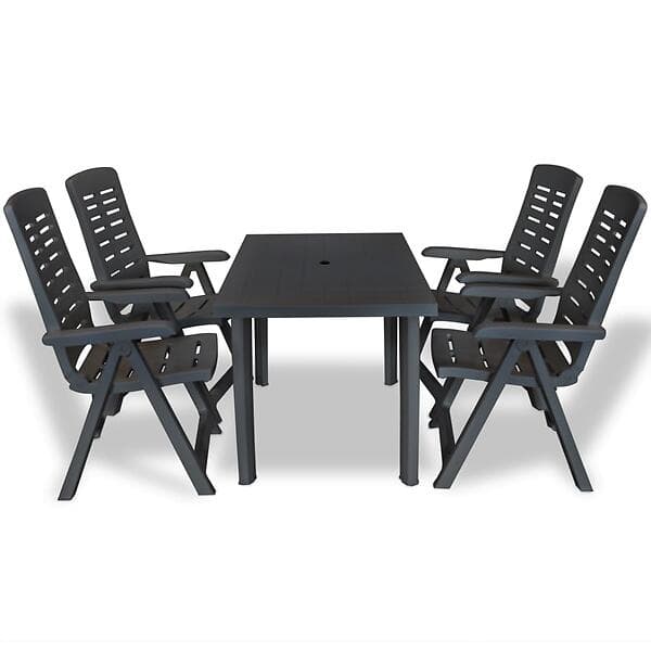 vidaXL 5 Piece Outdoor Dining Set Plastic Anthracite