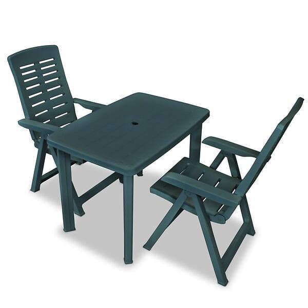 vidaXL 3 Piece Bistro Set Plastic Green