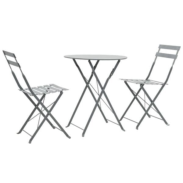 vidaXL 3 Piece Bistro Set Steel Grey