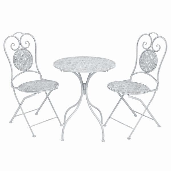 vidaXL 3 Piece Bistro Set Steel Greyish White