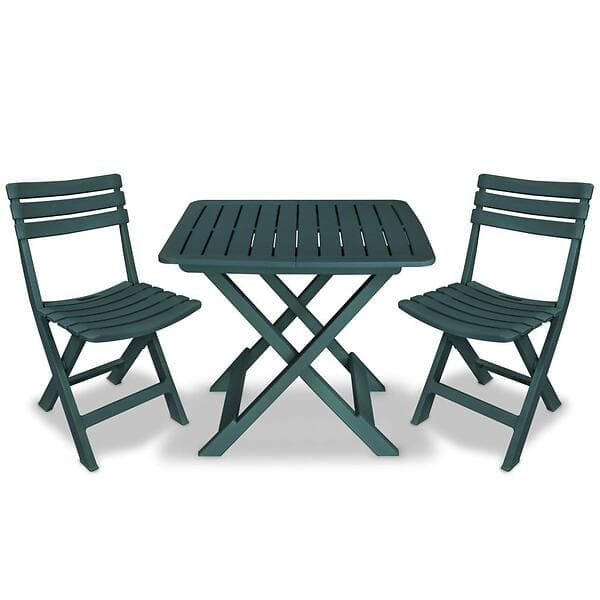 vidaXL 3 Piece Folding Bistro Set Plastic Green