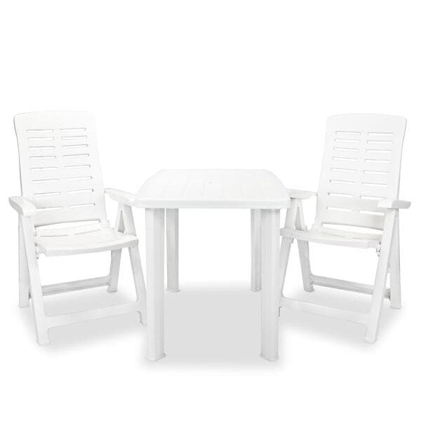 vidaXL 3 Piece Bistro Set Plastic White