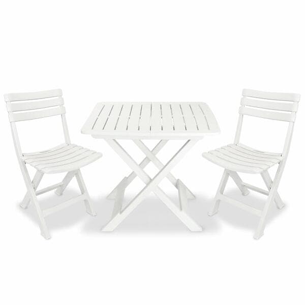 vidaXL 3 Piece Folding Bistro Set Plastic White