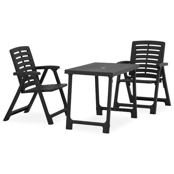 vidaXL 3 Piece Folding Bistro Set Plastic Grey