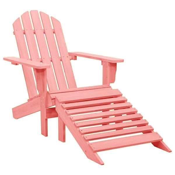 vidaXL Garden Adirondack Chair with Ottoman Solid Fir Wood Pink