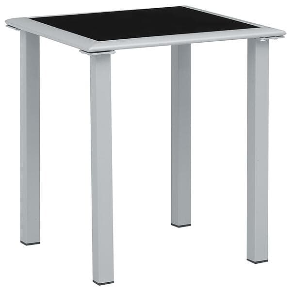 vidaXL Garden Table Black and Silver 41x41x45 cm Steel Glass