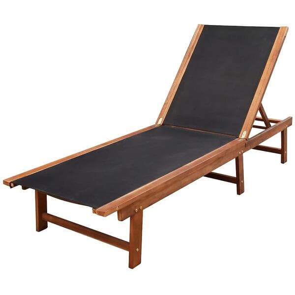 vidaXL Sun Lounger Solid Acacia Wood and Textilene