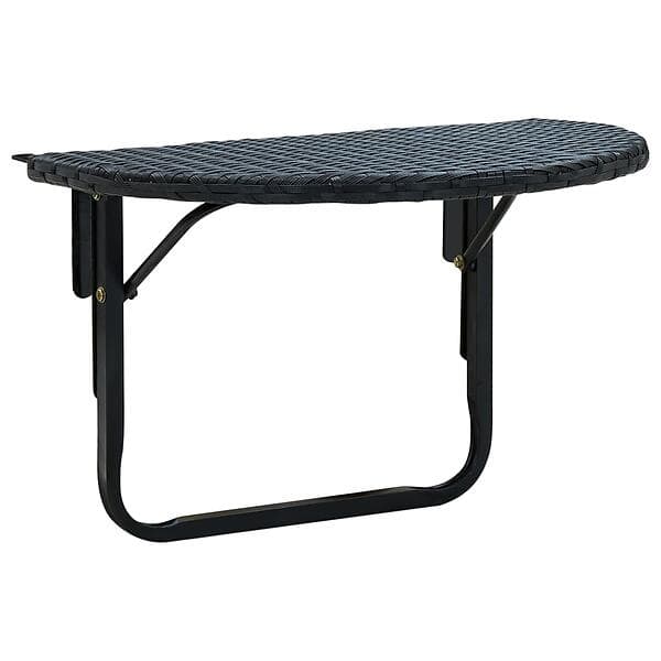 vidaXL Balcony Table 60x60x32 cm Black Poly Rattan