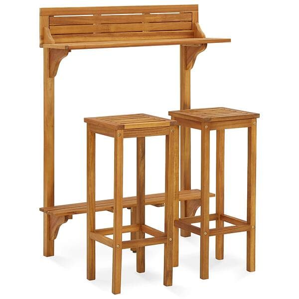 vidaXL 3 Piece Balcony Bar Set Solid Acacia Wood