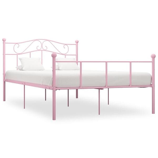 vidaXL Bed Frame Pink Metal 160x200 cm