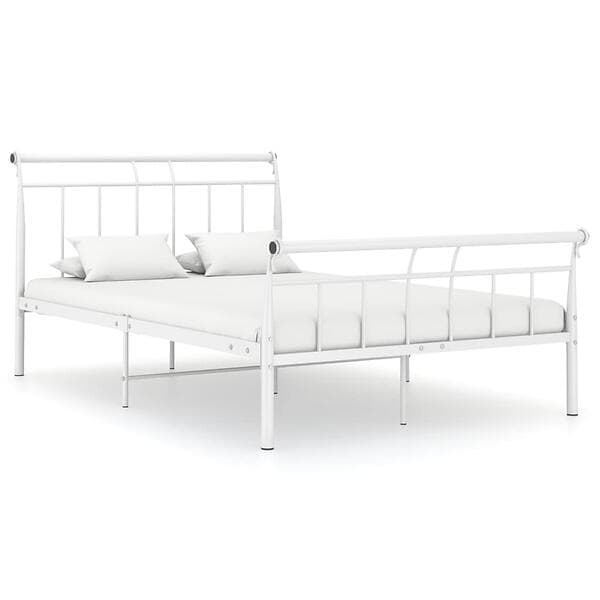 vidaXL Bed Frame White Metal 120x200 cm