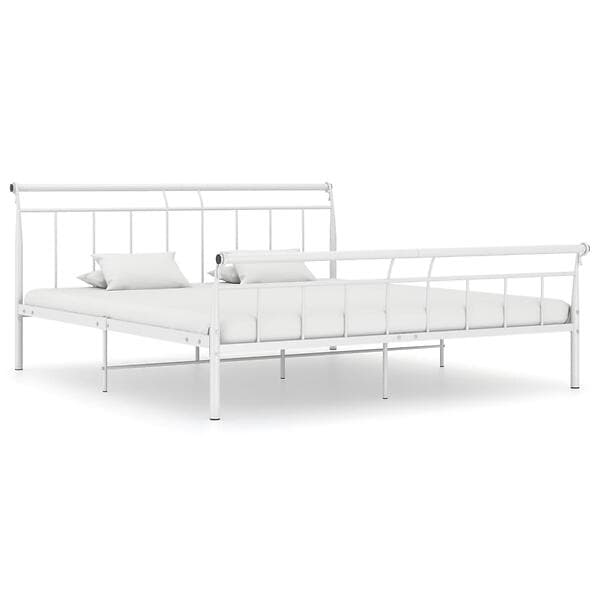 vidaXL Bed Frame White Metal 180x200 cm