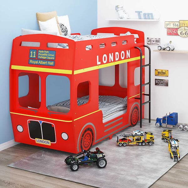 vidaXL Bunk Bed London Bus Red MDF 90x200 cm