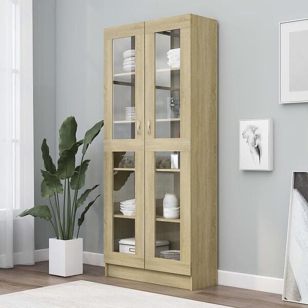 vidaXL Vitrine Cabinet Sonoma Oak 82.5x30.5x185.5 cm Chipboard