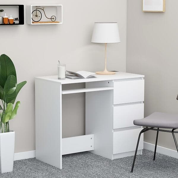 vidaXL Desk White 90x45x76 cm Chipboard