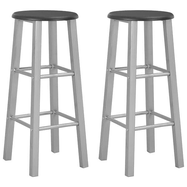 vidaXL Bar Stools 2 pcs Silver MDF