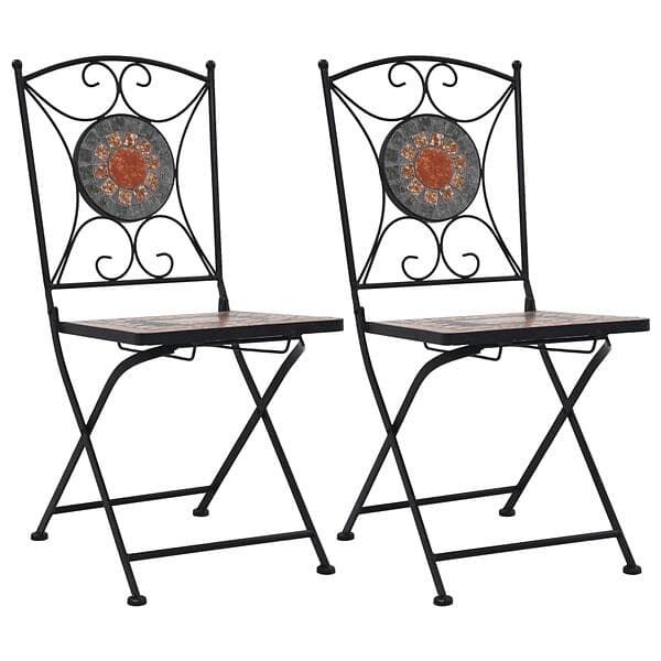 vidaXL Mosaic Bistro Chairs 2 pcs Orange/Grey