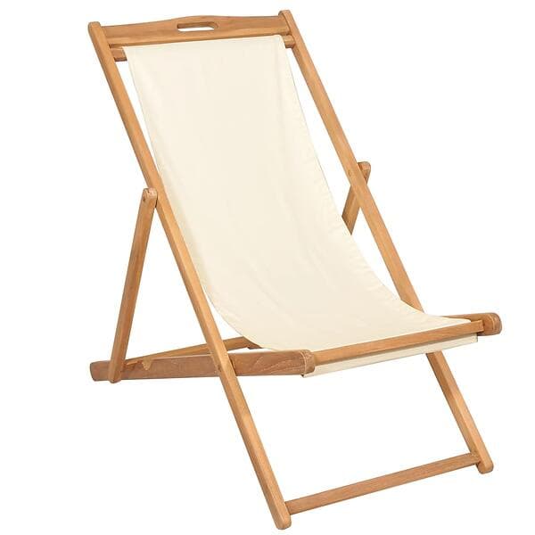 vidaXL Deck Chair Teak 56x105x96 cm Cream