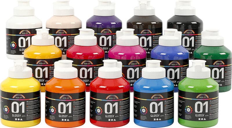 A-color Glossy Akrylfärg Set 15x500ml