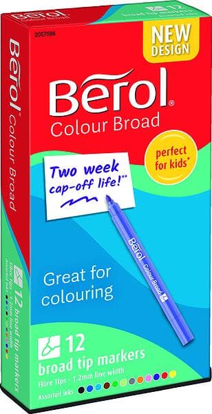 Berol Colour Broad Tip Tuschpennor 12-pack