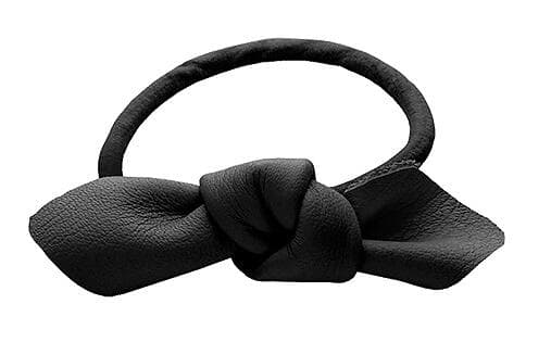 Corinne Leather Bow Small Hair Tie Black