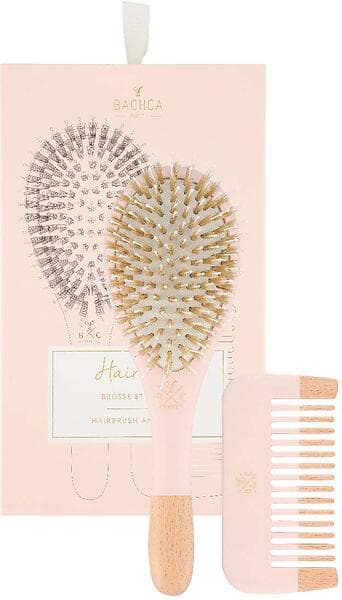 Bachca Baby Kit Brush 100% boar small size wooden comb Pink