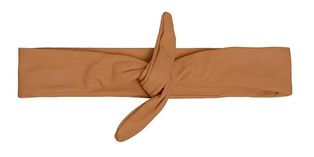 Corinne Leather Headband Wire Camel