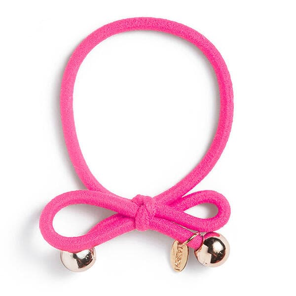 IA Bon Bon Hair Tie Gold Bead Neon Pink