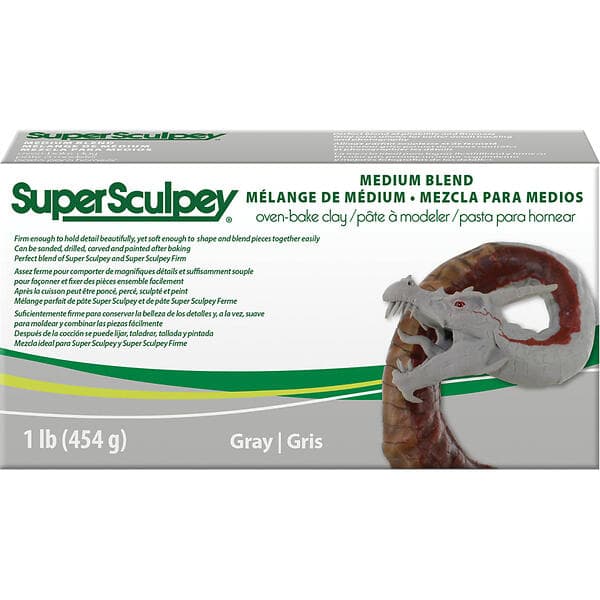 Super Sculpey Ljusgrå Medium Blend 450g