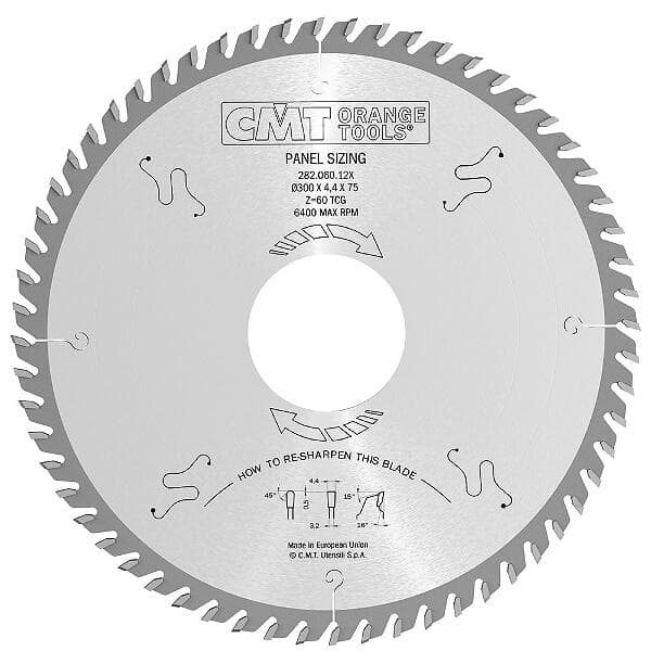 CMT Sågklinga för trä 282; 400x4.4x75; Z72; 16°