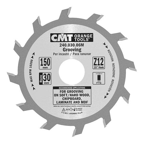 CMT Sågklinga för trä 240; 150x3x30; Z12; 15°